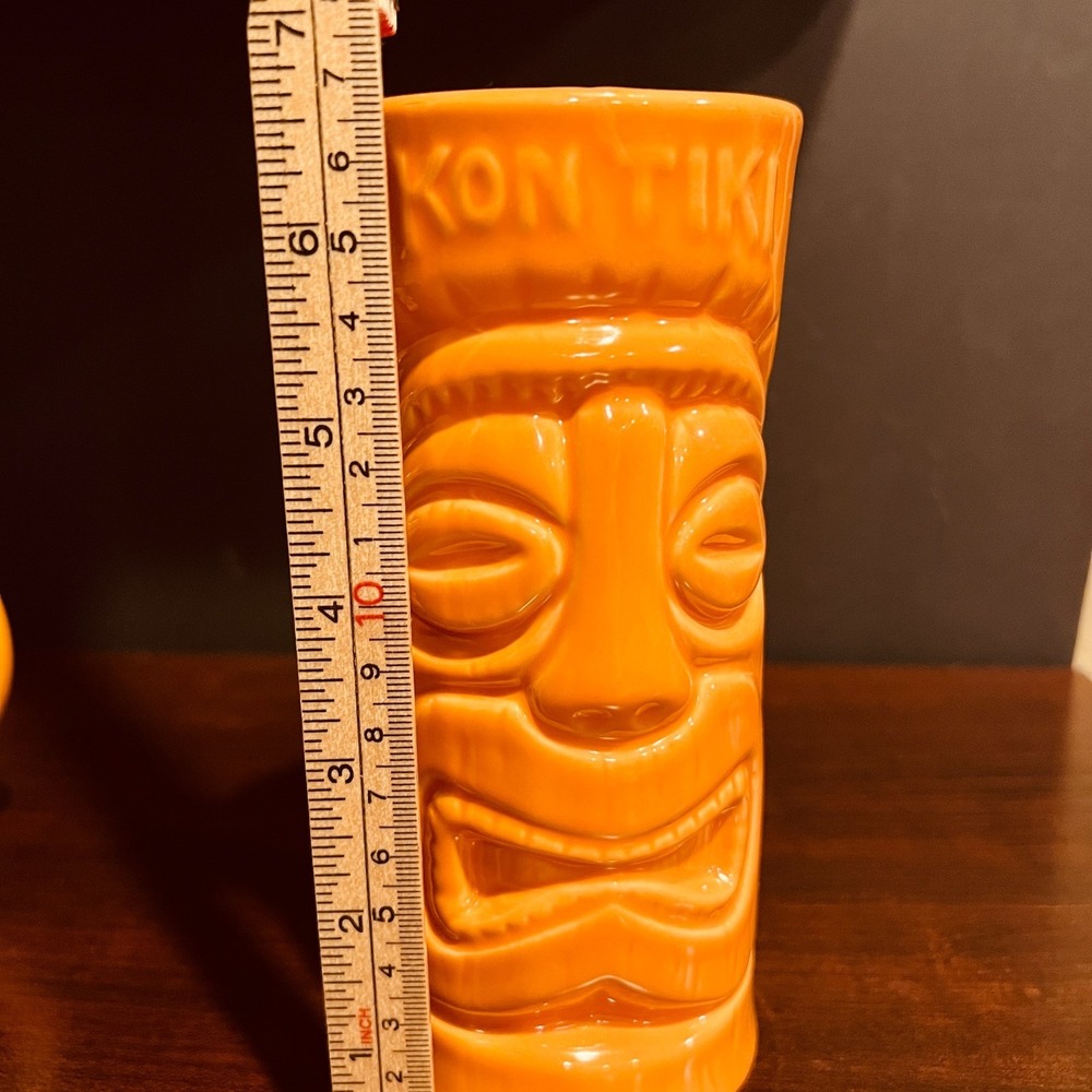 Tiki Farm Kon Tiki Tucson AZ Orange Tiki Mug Squid Ceramic Barware - Picture 7 of 9